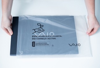 Embalagem da Positivo com bioplástico - Imagem:dDivulgação