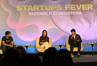 Da esq. para a dir., Gustavo Brigatto (Startups), Maria Tereza Azevedo (SoftBank) e Carlos Costa (Valor Capital Group). Foto: Divulgação/Startups